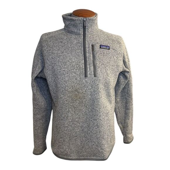 Patagonia Men’s Belter Sweater Quarter Zip Sz. M Gray Pullover Activewear - Picture 1 of 10